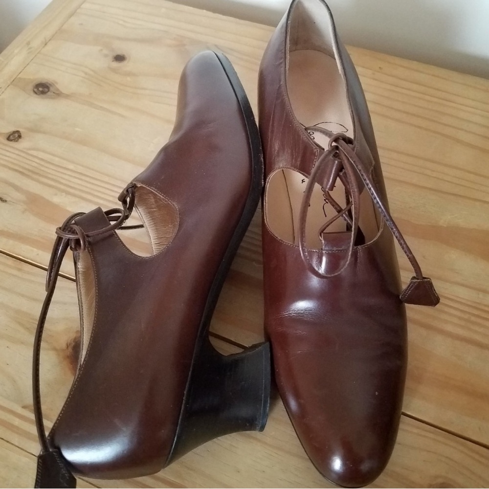 🇮🇹 Vintage Italy Joan Helpern low heel brown leather lace up shoes 8M EUC - Picture 5 of 16